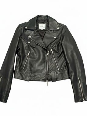 Sam Edelman Black Leather Asymmetric Moto Jacket